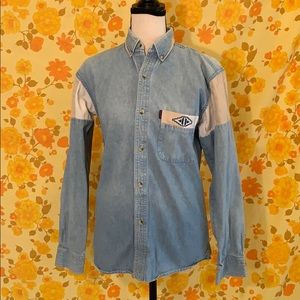 Vintage Western Cowboy Denim Button Down Shirt